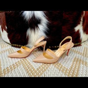 New Louboutin beige slingback pumps 35.5